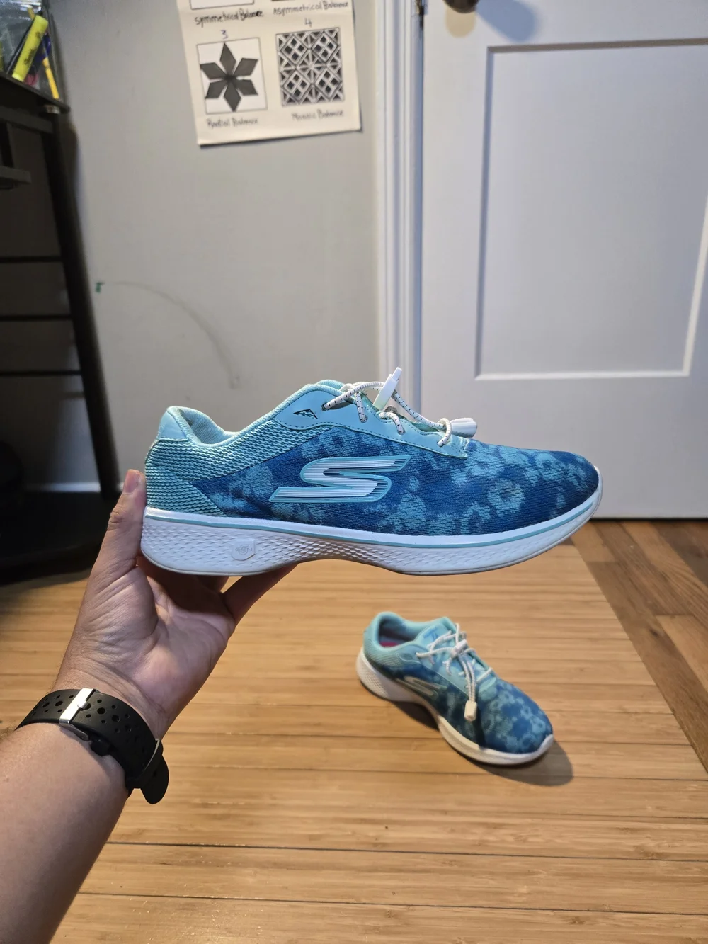 Skechers Women's Aqua Blue Patterned Athletic Sneakers